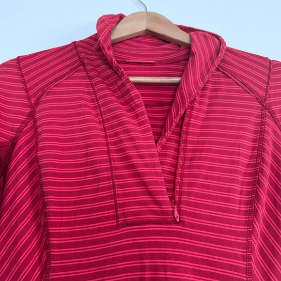 Lululemon Think Fast Pullover Double Trouble Stripe Deepest Cranberry Size: 8 - Picture 4 of 7